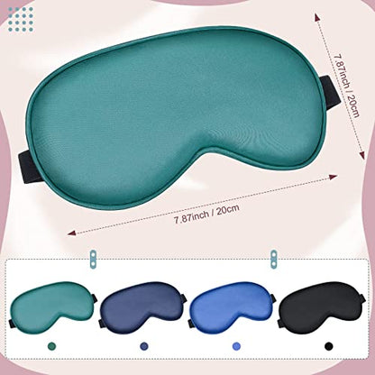 BBTO 4 Pcs Silk Sleep Eye Masks Smooth Soft Satin Eye Covers with Adjustable Strap Blindfold for Sleeping Blocking Out Lights Travel Relaxation (Royal Blue, Dark Green, Navy Blue, Black) - color: Royal Blue, Dark Green, Navy Blue, Black