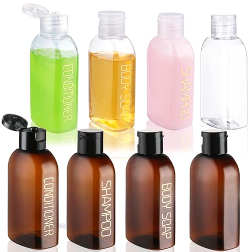 Cosywell Travel Bottles for Toiletries 8PCS 3.4oz TSA Approved Containers - Leak Proof Empty Lotion Bottles With Flip Cap for Shampoo and Toiletries - color: I-3.4oz-2Color-6label2blank