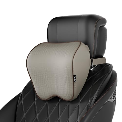 Crofy 2 Pack Car Neck Pillow, Softness Car Headrest Pillow for Driving with Adjustable Strap, 100% Memory Foam and Breathable Removable Cover, Comfortable Ergonomic Design, Gray & Brown - color: Gray & Brown
