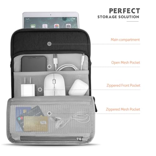 MoKo 8-9 Inch Tablet Sleeve Bag Carrying Case with Storage Pockets Fits New iPad mini (A17 Pro) 8.3" 2024, iPad mini 6/5/4/3/2/1th 8.3"/7.9" 2021-2012, Galaxy Tab A7 Lite 8.7" 2021, Black & Gray - color: Black & Gray, size: 8-9 inch