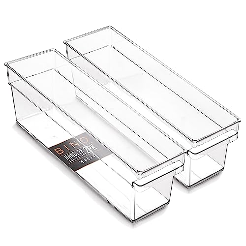 BINO | Plastic Storage Bins, Small | THE HANDLER COLLECTION | Multipurpose Organizer Bins | Kitchen Pantry Organizers and Storage | Clear Containers for Organizing Home | Freezer Organizer - size: 2PK SMALL - 14 x 4 x 4