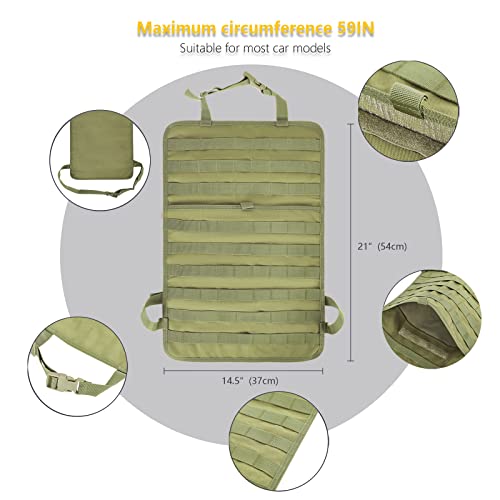 Universal Tactical Car Seat Back Organizer Bag Tactical Molle Vehicle Organizers Panel Vehicle Protector Organizers with 5 Detachable Pouches for Car Truck Ford Jeep (Army green) - color: Army green