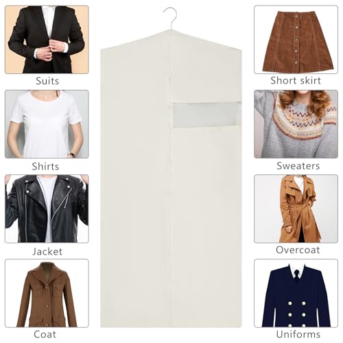 Aliceset 6 Pcs 40 Inches 50 Inches Cotton Garment Bags for Hanging Clothes, Canvas Suit Bags for Clothes Coats Jackets Shirts Closet Storage Travel Gusseted Hanging Garment Cover - size: 40 Inches 50 Inches