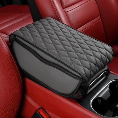 Car Armrest Cushion Pad Auto Center Console Cover with Storage Bag Memory Foam Arm Rest Console Pad Leather Universal Fit for Most Vehicles (Thick Pad, Grey) - color: Grey