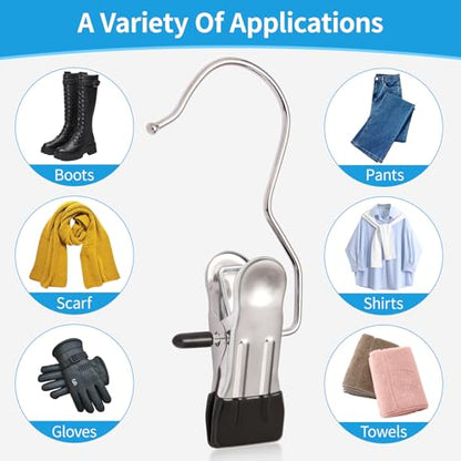 30 Pack Heavy Hanger Clips for Closet, Laundry Hooks Hanging Clips with, Clothespin for Clothes Pants,Clothes Pins Multi-Purpose Clip Big Hangers & Pants Clip Hangers for Hats Socks Towels Travel - color: Black