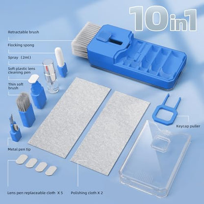 Ordilend Keyboard Cleaning Kit Laptop Cleaner, All-in-One Computer Camera Cleaning Kits Brush Tool, Multi-Function PC Electronic Cleaner for iPad iPhone Pro Earbuds Camera Monitor with Patent, SkyBlue - color: SkyBlue