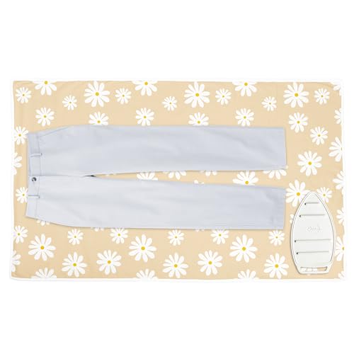 Encasa XO Ironing Mat/Pad (Large 48"x28") with 3mm Padding & Silicone Iron Rest for Steam Pressing on Tabletop or Bed - Heat Resistant, Portable, Quilting & Travel Blanket - Daisy Beige - color: Daisy Beige, size: Large