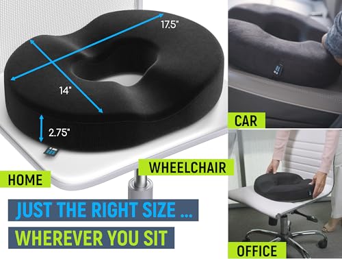 PT ENDORSED Donut Pillow for Tailbone Pain Relief Cushion - Coccyx & Hemorrhoid Pillow for Sitting - Donut Seat Cushion for Pressure Relief, Prostate, Postpartum, Pressure Sores, Lifting Cushions - size: Medium (For Body Weights up to 240 Lbs)