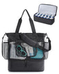 BAGSMART Beach Bag for Women, Mesh Tote Bags with Zipper, Sandproof Vacation Essentials with Cooler for Swim Cruise Pool - color: Black