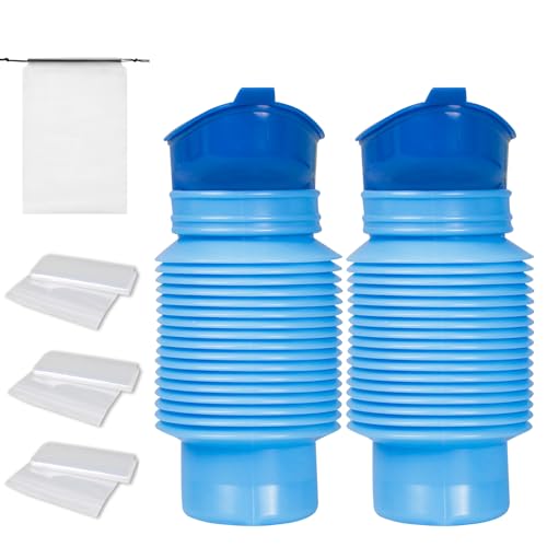 Pee Bottles for Men, Portable Urinal for Men, Collapsible Urine Bottle 750ML, Car Urinals for Men and Women, Emergency Urinal Shrinkable Pocket Toilet for Travel, Camping, Traffic Jam, Road Trips - color: Blue and Blue