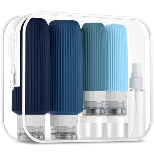 Mrsdry 16 Pack Travel Bottles for Toiletries, Large 6oz Silicone Travel Containers jar for Toiletries, Leak Proof Refillable Liquid Shampoo And Conditioner Travel Essentials toiletry Bottles - color: Navy, size: Large