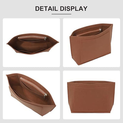 Purse Organizer Insert Compatible with Longchamp Le Pliage M Top Handle Tote Bag, Glod Brown/SM - color: Gold Brown, size: M Tote Bag (Top Handle)