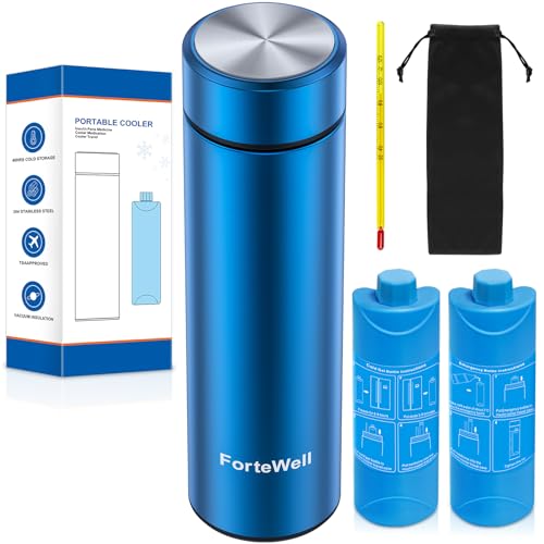 Insulin Cooler Travel Case TSA Approved – 60H Insulin Pen Cooler for 2-3 Pens – Medication Travel Case with Cold Gel Bottle, Ideal for Diabetes Care & Injection Storage (Blue) - color: Blue