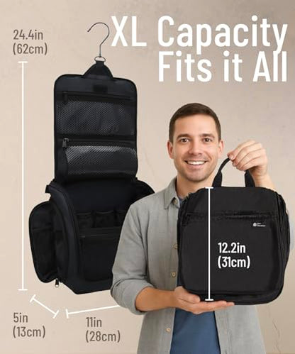 D&D Wanderlust D&D Hanging Travel Toiletry Bag for Men and Women – Cosmetics, Makeup and Toiletries Organizer Kit with 10 Compartments - color: Black Large
