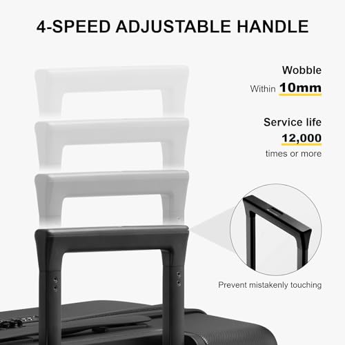 LEVEL8 Carry on Luggage Airline Approved, Small Carry on Suitcases with Wheels, Lightweight Hardside Textured Luggage for Travel, Tsa Approved, 20-Inch, Black - color: Black, size: Carry-On 20 Inch + 6PC