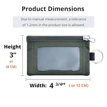 RFID Blocking Travel Wallet with Adjustable Lanyard, Small Nylon Zipper Pouch and Badge Holder for ID, Credit Cards, Cash, Keys, Commuters (AmyGreen) - color: Amy Green