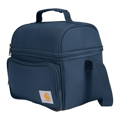 Carhartt Insulated 12 Can Two Compartment Lunch Cooler, Durable Fully-Insulated Lunch Box, Navy - color: Navy