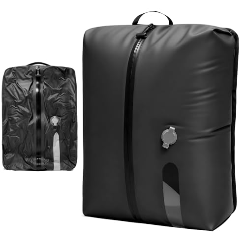 LONGHIKER Travel Vacuum Storage Bags Reusable Airless Space Saver Compression Bags for Carry-On Suitcase and Backpack,IPX8 Waterproof TPU Vacuum Seal Bags for Clothing (1PC-16L-No Pump) - color: Black (1-Pack), size: 16L(No Air Pump)