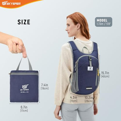 SKYSPER 10L Hiking Backpack Small Foldable Daypack Packable Lightweight Hiking Daypack Travel Day Pack for Women Men - color: Darkblue
