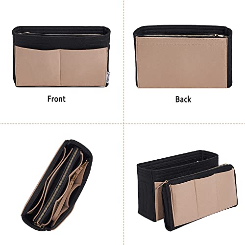 Vercord Felt Organizer Insert For Purse Handbag Tote Bag In Bag Inside Shaper Divider Neo Black & Beige Slender Medium - color: A Black & Beige, size: Slender Medium