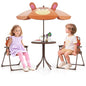 HONEY JOY Kids Picnic Table, Animal Themed Toddler Outdoor Table and Chair Set, 2 Folding Chairs & Removable Umbrella, Children Outdoor Furniture for Backyard Patio Garden (Brown Monkey) - color: Brown Monkey
