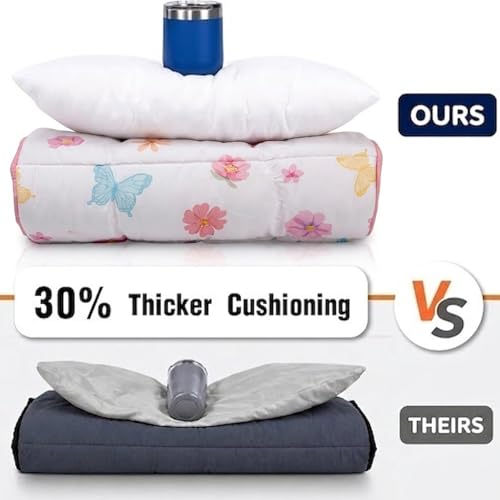 Primlect Thickened Toddler Nap Mat with Removable Pillow and Minky Blanket, Extra Large 55''x35'' Sleeping Bag, Washable, Roll up, Perfect for Daycare, Preschool, Kindergarten, Girls Butterfly - color: Pink Butterfly