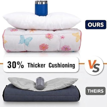 Primlect Thickened Toddler Nap Mat with Removable Pillow and Minky Blanket, Extra Large 55''x35'' Sleeping Bag, Washable, Roll up, Perfect for Daycare, Preschool, Kindergarten, Girls Butterfly - color: Pink Butterfly