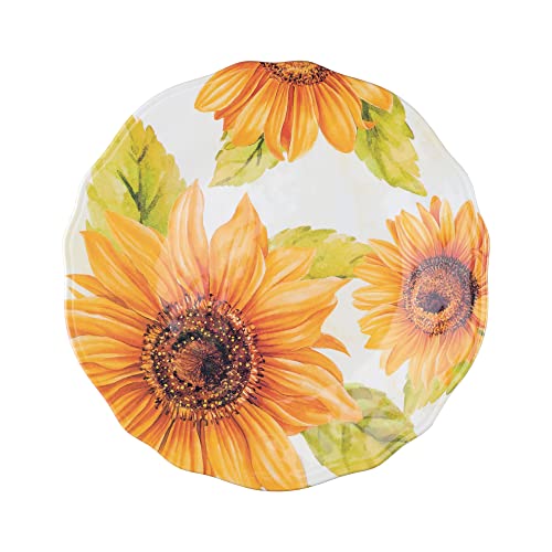 UPware 12 Piece Sunflower Melamine Dinnerware Sets, Outdoor Dishes Set, Plates and Bowls Sets, Service for 4, Yellow - color: Sunflower