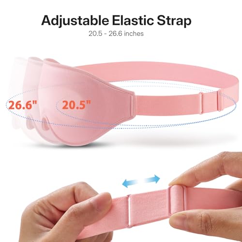 LitBear Long Lash Sleep Mask for Women Men Side Sleeper, 3D Contoured Light Blocking Sleeping Mask, Soft Comfortable Eye Mask Sleep with Adjustable Strap, Pouch for Travel, Pink - color: Pink