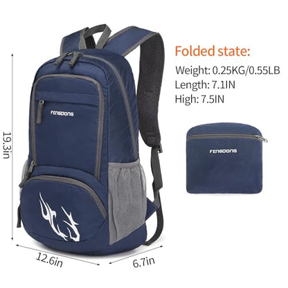 FENGDONG 35L Lightweight Foldable Waterproof Packable Travel Small Hiking Backpack Daypack for men women - color: A5-royal Blue