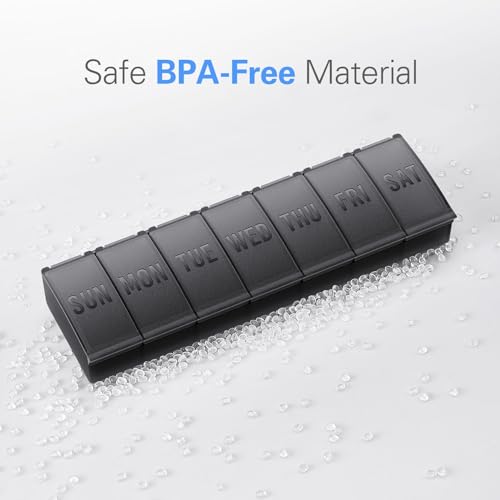 Barhon Pill Organizer Large, Weekly Medicine Pill Organizers, 7 Day Pills Box Case Travel for Big Vitamin Supplements Fish Oil, Gray - color: Grey