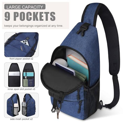 Pritent Crossbody Bags for Women Men Trendy Sling Bag Backpack Casual Chest Bag with Convertible Shoulder Strap - color: Blue, size: Medium