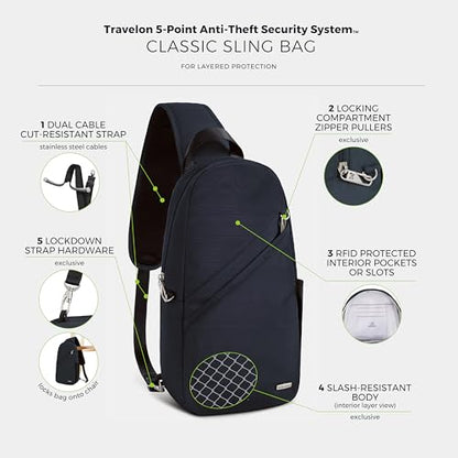 Travelon Anti-Theft Classic Sling Bag - color: Midnight