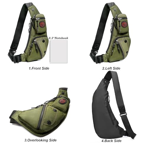 NICGID Sling Bag Chest Shoulder Backpack Crossbody Bags Casual Daypack for Men Women (Army green-2620N) - color: Army Green-2620n
