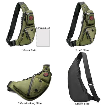 NICGID Sling Bag Chest Shoulder Backpack Crossbody Bags Casual Daypack for Men Women (Army green-2620N) - color: Army Green-2620n