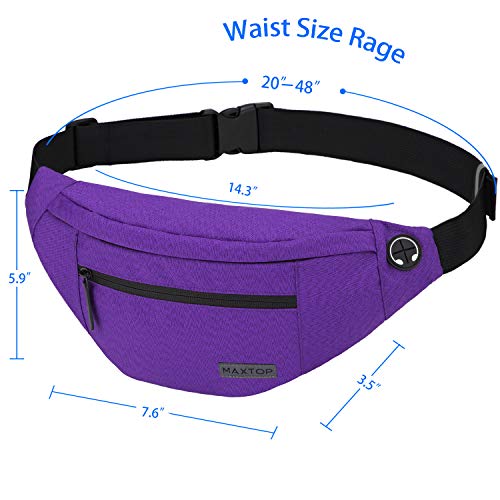 MAXTOP Large Crossbody Fanny Pack with 4-Zipper Pockets,Gifts for Enjoy Sports Festival Workout Traveling Running Casual Hands-Free Wallets Waist Pack Phone Bag Carrying All Phones - color: Violet, style: Large Fanny Pack(4 Zipper Pockets)