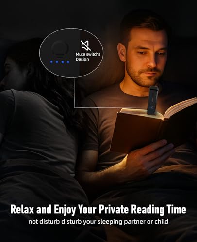 HIONXMGA Book Reading Light,Silent Touch Book Lamp for Reading in Bed,Rechargeable Clip on Booklight with 3 Amber Colors & 7 LEDs Precise Dimming for Eye Caring Night Reading,Books Lovers,Kids,Black - color: Black