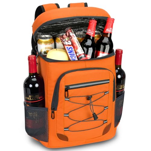 Backpack Cooler Insulated Leak Proof, Lightweight Soft Sided Cooler Backpack for Men Women, Waterproof Beach Cooler Bag Lunch Backpack for Camping Hiking Picnic Fishing Travel Outdoor - color: orange, size: 36 Cans