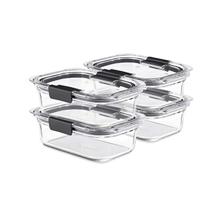 Rubbermaid Brilliance Glass Food Storage Containers, 3.2 Cup, Set of 4, BPA-Free, Leak-Proof, Clear - size: 3.2 Cup (8-Piece)
