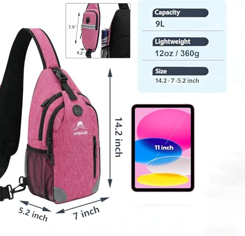 Sling Backpack for Women & Men, Crossbody Travel Bag with Water Bottle Holders, 17 Pockets, Quick-Access Phone Pocket, Hidden Security Pocket, Fits 11" Tablet, for Daily Carry, Travel, Theme Parks - color: H-violet