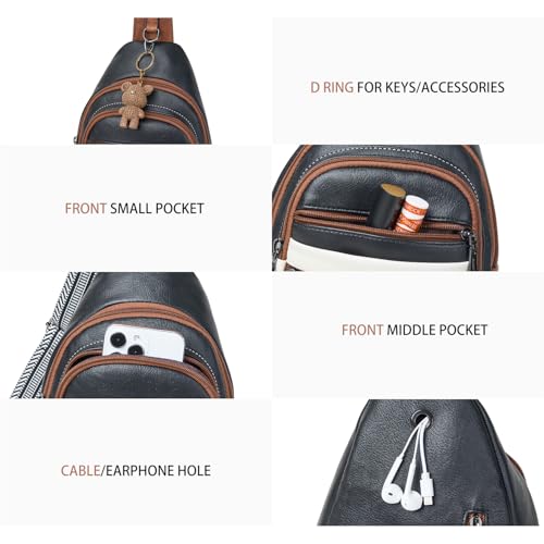 Leresas Sling Bag for Women Crossbody Bag Fanny Pack Cross Body Handbag Sling Purse Vegan Leather Trendy Gifts Travel Purse Black/White/Brown - color: Bbw