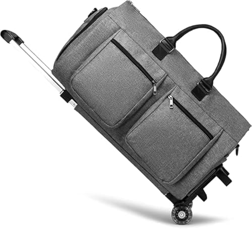 Rolling Garment Bag,Rolling Duffle Bag with Wheels Rolling Garment Bags for Travel with Shoe Pouch Carry On Bag Weekender Bags Garment Duffel Bag for Women-Grey - color: A1-Grey-2P