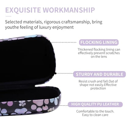 PERFECTSIGHT Sunglasses Case, Large Hard Shell Glasses Case, Cute PU Leather Protective Eyeglasses Case for Women Men - color: Multicolor Paw
