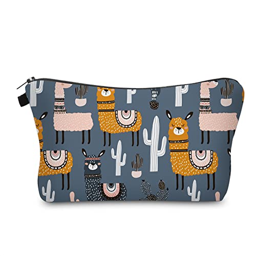 Cute Travel Makeup Bag Cosmetic Bag Small Pouch Gift for Women (Llama Cactus) - color: Llama Cactus