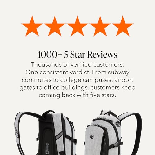 SWISSGEAR City Pack Backpack, Slim Profile Daily Carry, Airflow Back Panel, Tablet Pocket, and Lay-Flat Organizer, Light Grey/Heather, 15.9L, 18-Inch - color: Light Grey/Heather