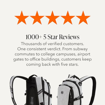SWISSGEAR City Pack Backpack, Slim Profile Daily Carry, Airflow Back Panel, Tablet Pocket, and Lay-Flat Organizer, Light Grey/Heather, 15.9L, 18-Inch - color: Light Grey/Heather