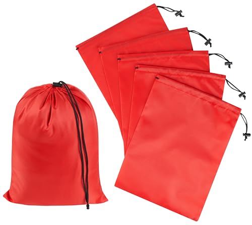 PALTERWEAR Drawstring Bag with Toggle - Nylon Cinch and Ditty Pouch Six-Pack (Red, 9 x 12 Inch, Set of 6) - color: Red, size: 9 x 12 Inch
