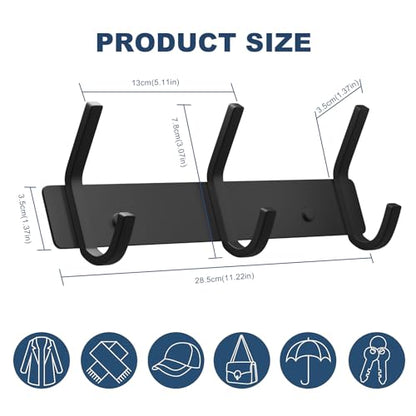 VAEHOLD Coat Hooks Wall Hook for Hanging Clothes Robes Towels Hats Heavy Duty Coat Hanger Coat Rack Wall Mount with 3 Hooks - Black - color: Black, size: “C“ Shape 3 Hooks 1 Pack
