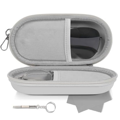 Double Glasses Case,Dual Eyeglasses & Sunglasses Organizer with Clip Zipper Closure for Travel 2 Pairs Storage Box - color: Gray