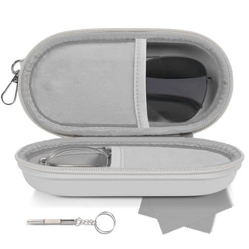 Double Glasses Case,Dual Eyeglasses & Sunglasses Organizer with Clip Zipper Closure for Travel 2 Pairs Storage Box - color: Gray